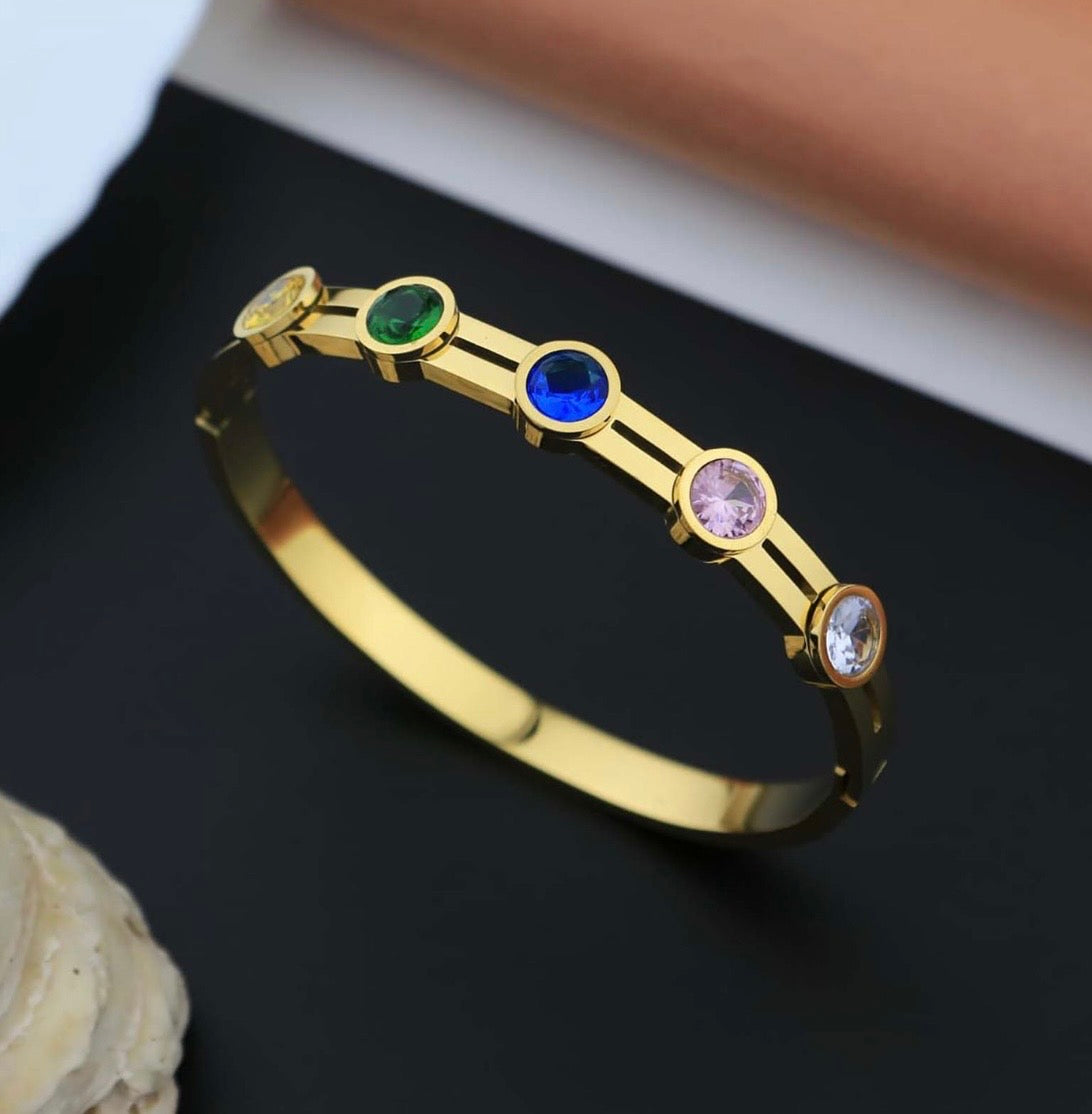 Multi-Stone 2 Layer Bangle
