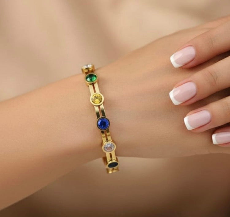 Multi-Stone 2 Layer Bangle