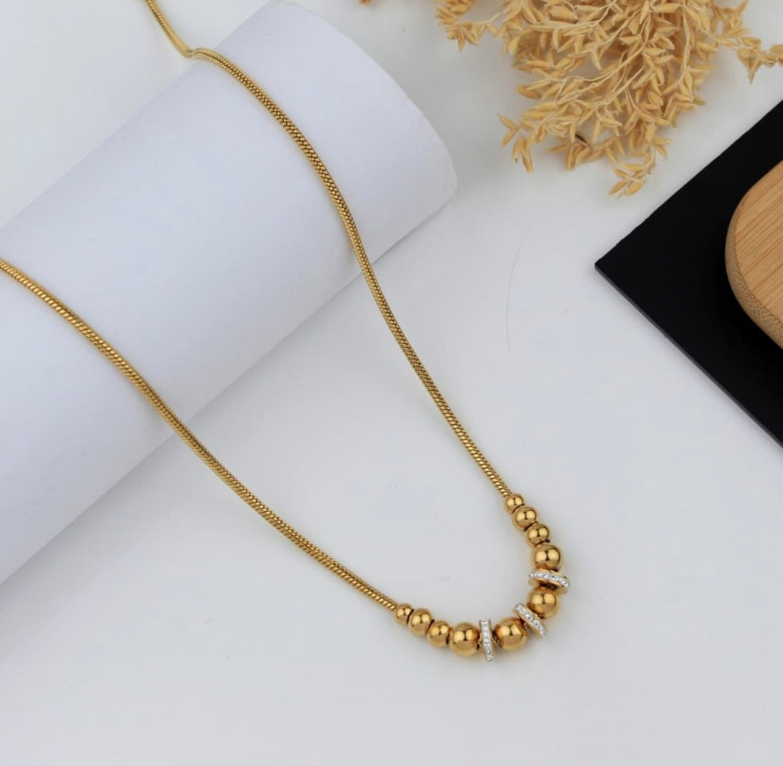 Golden White Stone Anti Tarnish Neck Ornament
