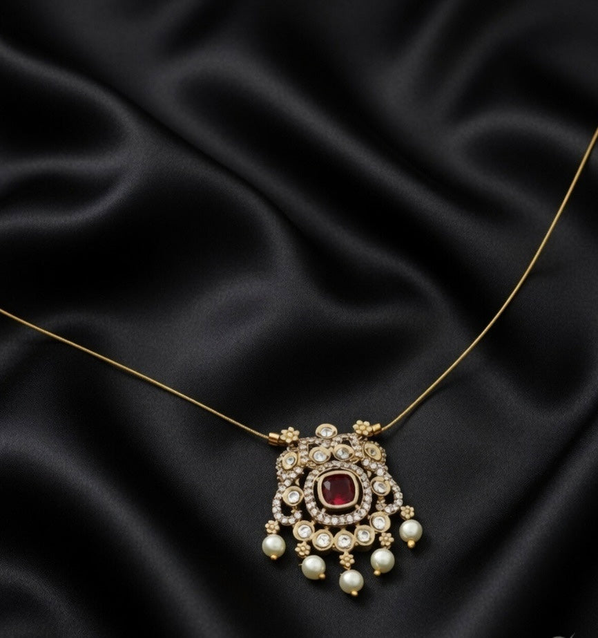 Anamika AD Stone Invisible Neck Chain (Red)