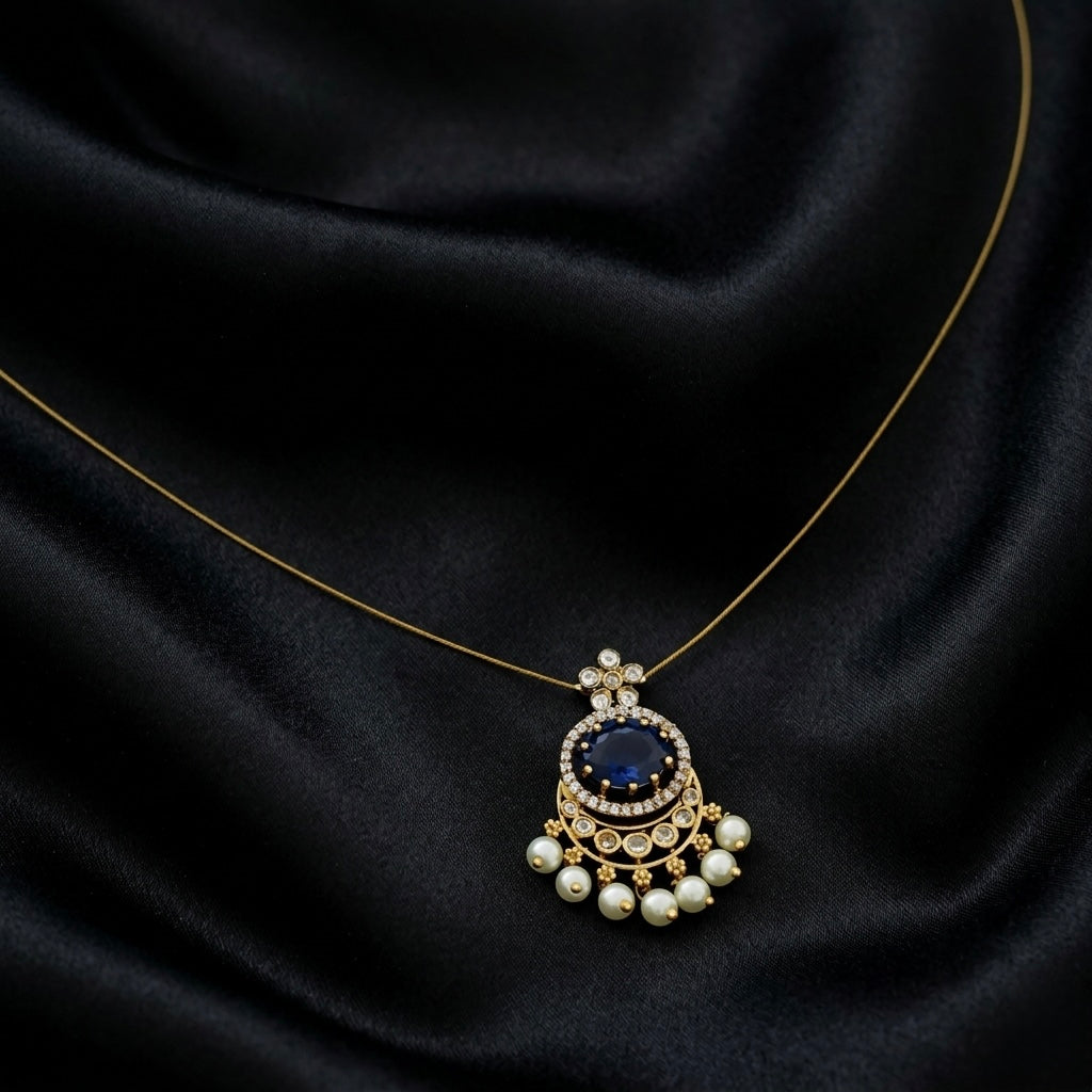 Kalyani AD Stone Invisible Neck Chain (Blue)